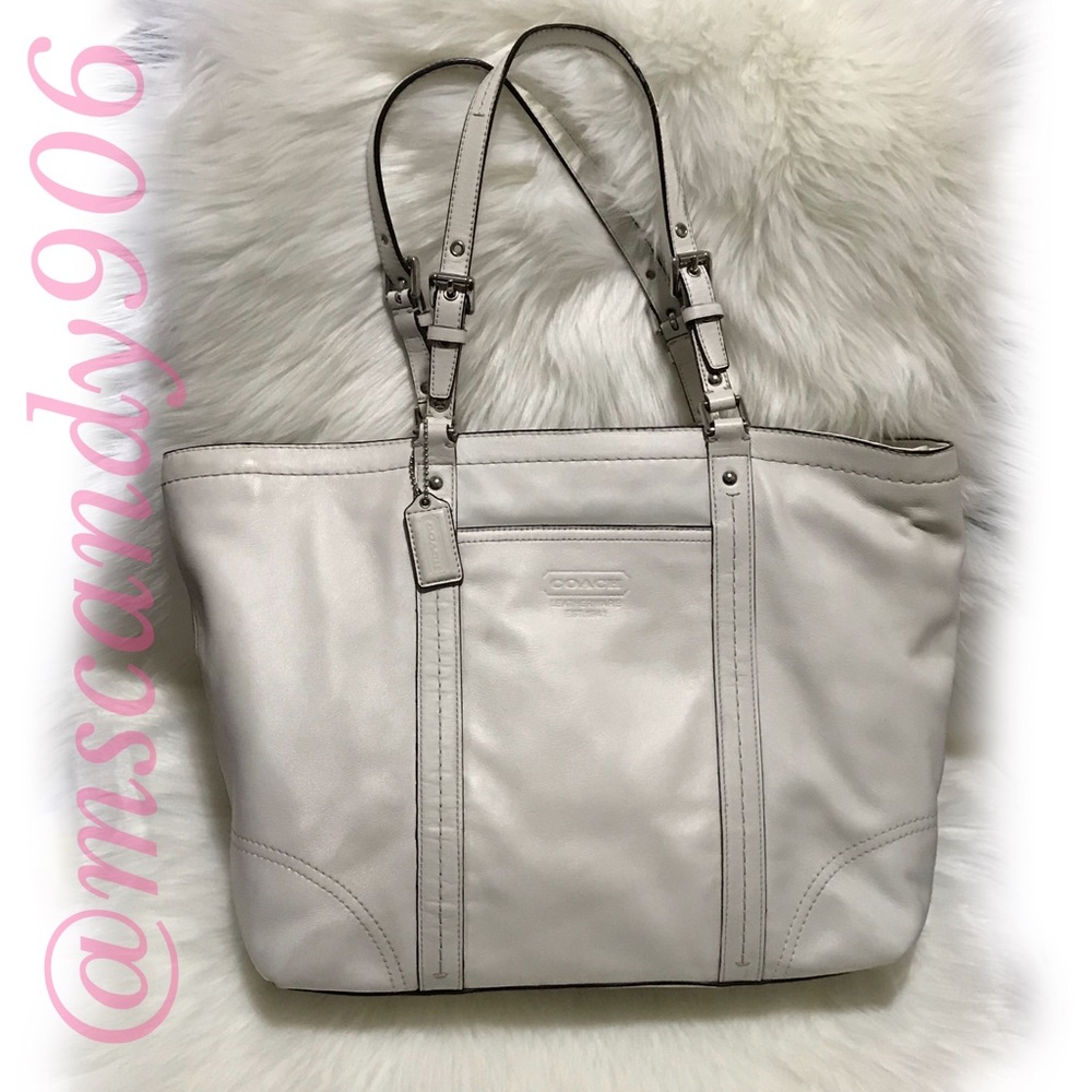Coach White “East West” Tote F13100